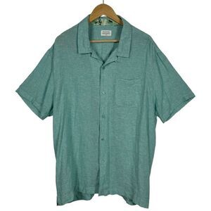 Projek Raw Short Sleeve Casual Green Linen Blend Shirt Men's 2XL Summer‎ Wear